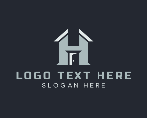 Residential - Blue House Letter H logo design