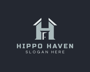 Blue House Letter H logo design