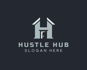 Blue House Letter H logo design