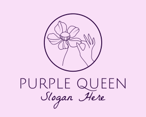 Purple Flower Hand  logo design