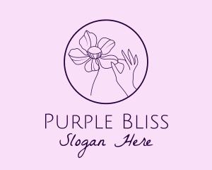 Purple Flower Hand  logo design