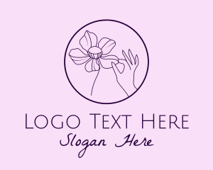 Purple Flower Hand  logo design