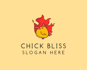 Chick - Flaming Spicy Chicken logo design