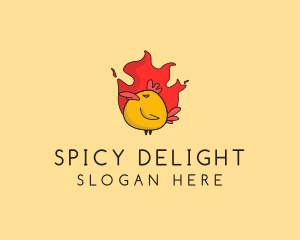 Spicy - Flaming Spicy Chicken logo design