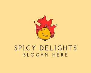 Flaming Spicy Chicken logo design