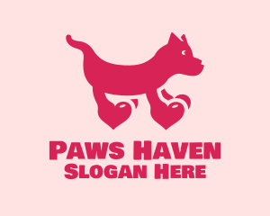 Dog Heart Paws  logo design