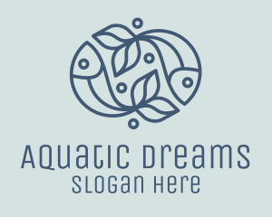 Pisces - Fish Bubble Outline logo design