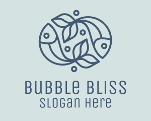 Fish Bubble Outline logo design