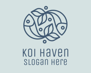 Koi - Fish Bubble Outline logo design