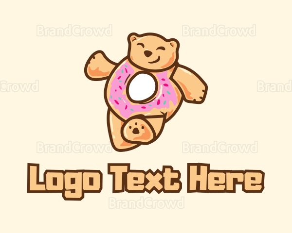 Donut Bear Dessert Logo