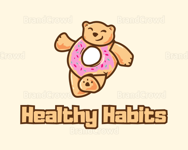 Donut Bear Dessert Logo