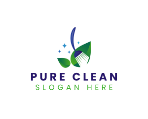 Cleaning Broom Eco logo design