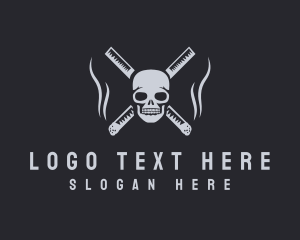 Horror - Cigarette Smoking Skull logo design