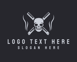 Smoke - Cigarette Smoking Skull logo design