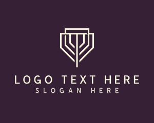 Monoline - Geometric Shield Letter T logo design
