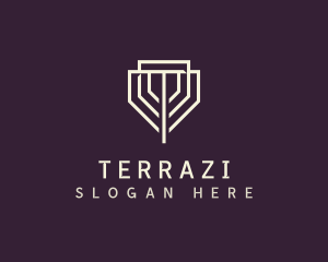 Geometric Shield Letter T logo design