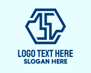 Construction - Blue Construction Hexagon logo design