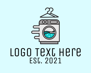 Washer - Laundromat Clothes Hanger logo design