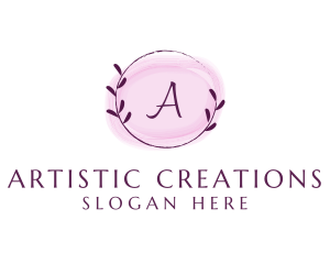 Creations - Feminine Watercolor Craft Wreath logo design