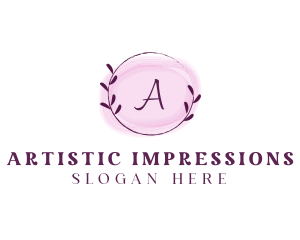 Feminine Watercolor Craft Wreath logo design