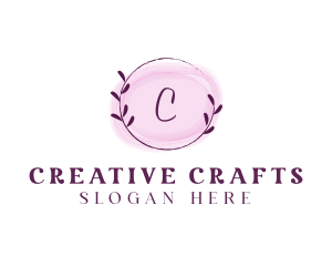 Feminine Watercolor Craft Wreath logo design