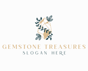 Birthstone - Crystal Gem Foliage logo design