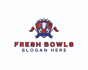 Bowling Trophy Shield logo design