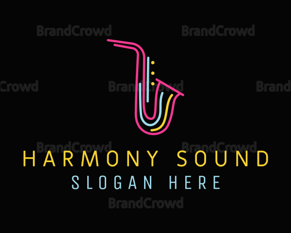 Neon Musical Saxophone Logo
