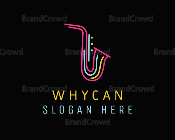 Neon Musical Saxophone Logo