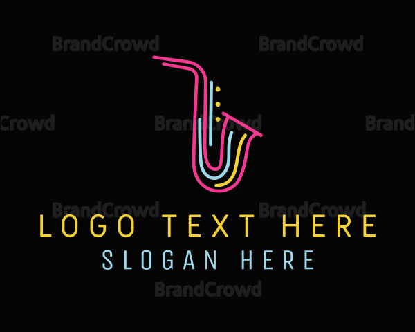 Neon Musical Saxophone Logo