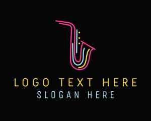Lounge - Neon Musical Saxophone logo design