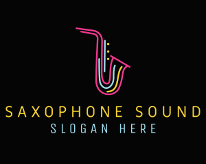 Neon Musical Saxophone  logo design
