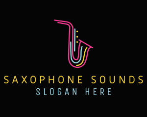 Saxophone - Neon Musical Saxophone logo design