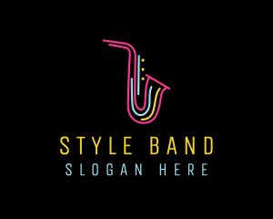 Neon Musical Saxophone  logo design