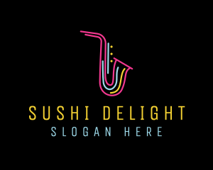 Neon Musical Saxophone  logo design