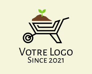 Tree Planting - Sprout Gardening Wheelbarrow logo design