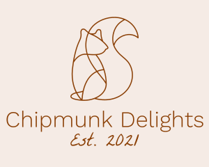 Chipmunk - Brown Squirrel Line Art logo design