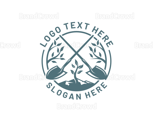 Planting Shovel Gardening Logo