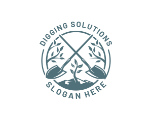 Planting Shovel Gardening logo design