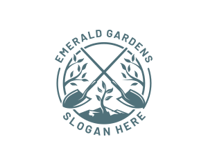 Planting Shovel Gardening logo design