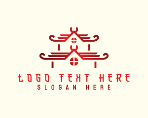 Real Estate - Traditional Roofing Asian logo design