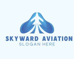 Blue Airplane Aviation logo design