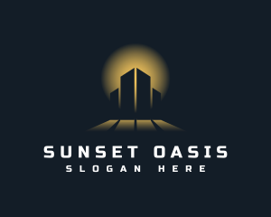 Sunset Building Silhouette logo design