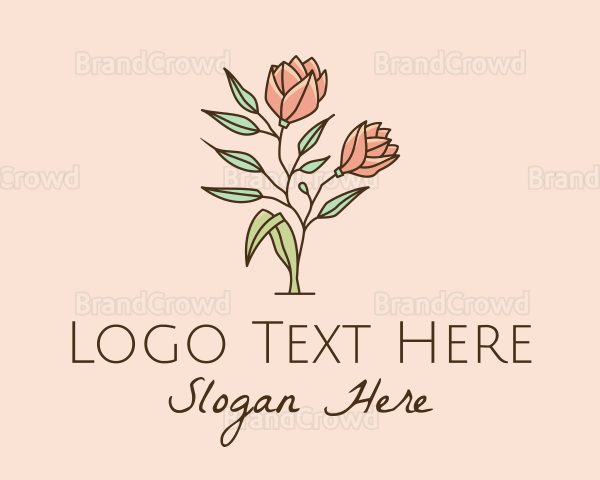 Natural Rose Flowers Logo