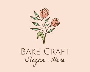 Natural Rose Flowers  logo design