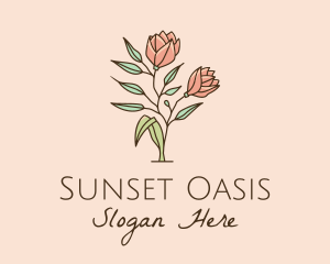 Natural Rose Flowers  logo design