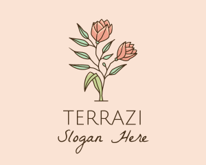 Natural Rose Flowers  logo design