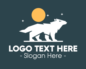 Starry - Night Wolf Howl logo design