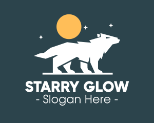 Starry - Night Wolf Howl logo design