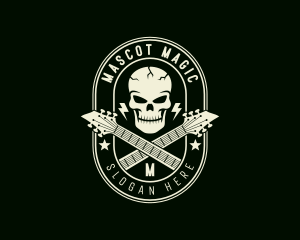 Skull Rockstar Guitar logo design